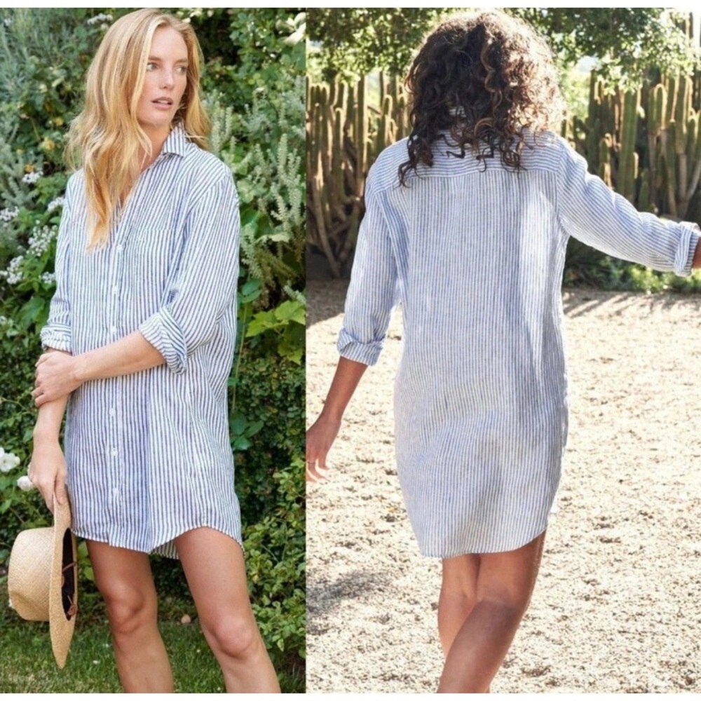 Frank & Eileen Mary Linen Blend Long Sleeve Shirt Dress Women’s Size medium